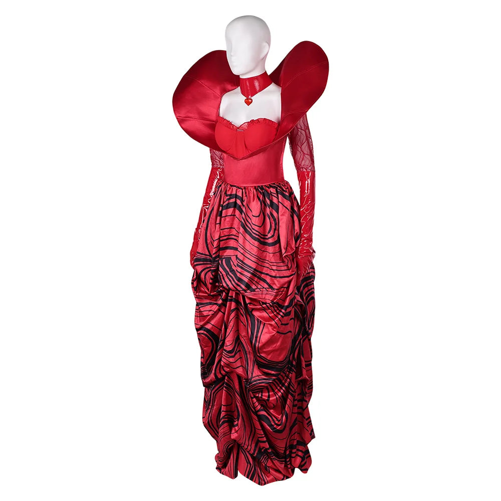 Descendants Fantasy Queen of Hearts Cosplay Costume Adult Women Red Dress Wig Headband Outfits Halloween Carnival Party Suit