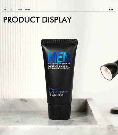LAIKOU Men Facial Cleanser - Oil Control Face Wash for Blackhead Removal and Deep Nourishing Skin Care 50g - BON's