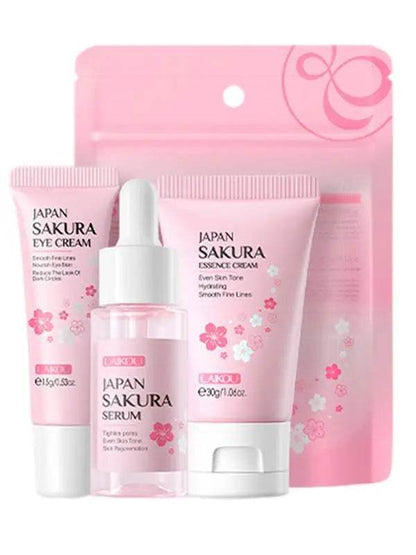 Face Skin Care Set Cleanser Sakura Essence Cream Moisturizing Whitening & Anti-Aging Toner Eye Cream Face Serum Eye Skin Care - BON's