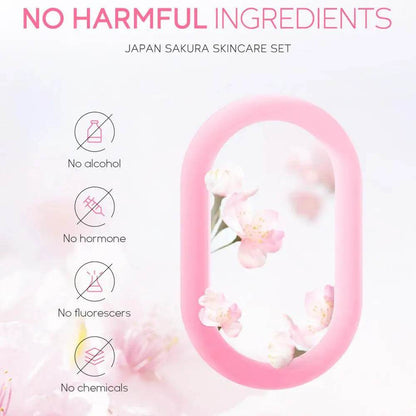 Face Skin Care Set Cleanser Sakura Essence Cream Moisturizing Whitening & Anti-Aging Toner Eye Cream Face Serum Eye Skin Care - BON's