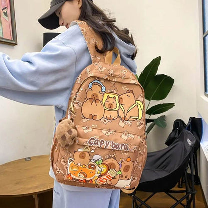 Capybara School Backpack - Cute Large Student Schoolbag - BON's