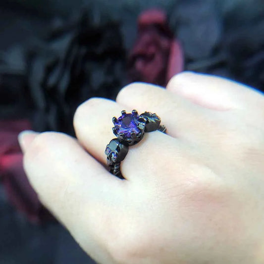 Retro Punk Skull Gothic Ring – Unisex Black & Gold Halloween Jewelry for Men & Women