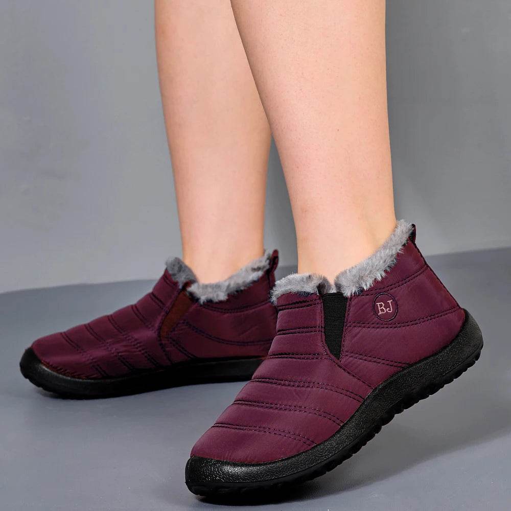 Winter Waterproof Snow Boots for Women - Plus Size Casual Flat Ankle Boots with Anti-Slip Warm Fur Plush - BON's