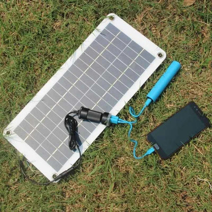 Solar Car Charger 15W with Dual USB DC Output Semi Flexible Solar Panel Charger for 12V Car Boat Battery Charging