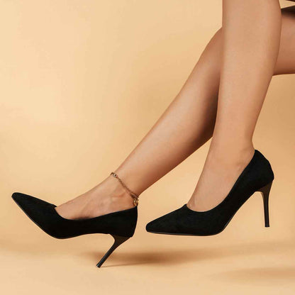 Black Stiletto Heel Pumps - Elegant Pointed Toe Design - BON's